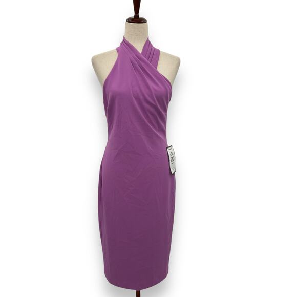 NEW Rachel Roy Halter Sheath Dress Magenta Purple Fitted Cocktail Career Work - Picture 2 of 13